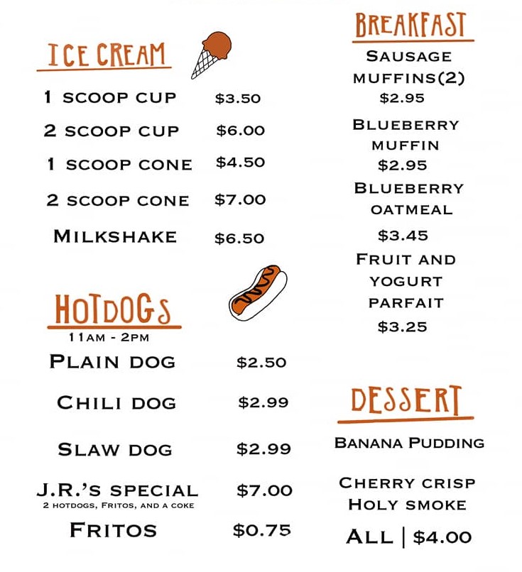 Ice Cream Menu